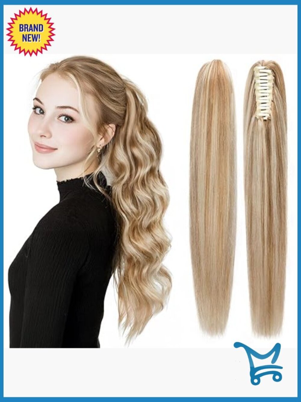 Human Hair Ponytail Extension with Claw Clip, 20", 117g, Straight